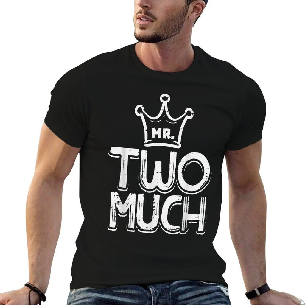 2nd Birthday Mr Two Much Crown 2 Years Old Boys Kids Toddler  Oversized Silhouette T-Shirt