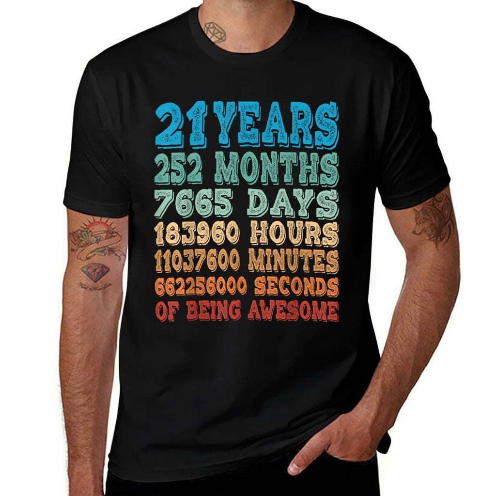 21 Years, Months, Days, Hours Retro 21st Birthday  Soft T-Shirt
