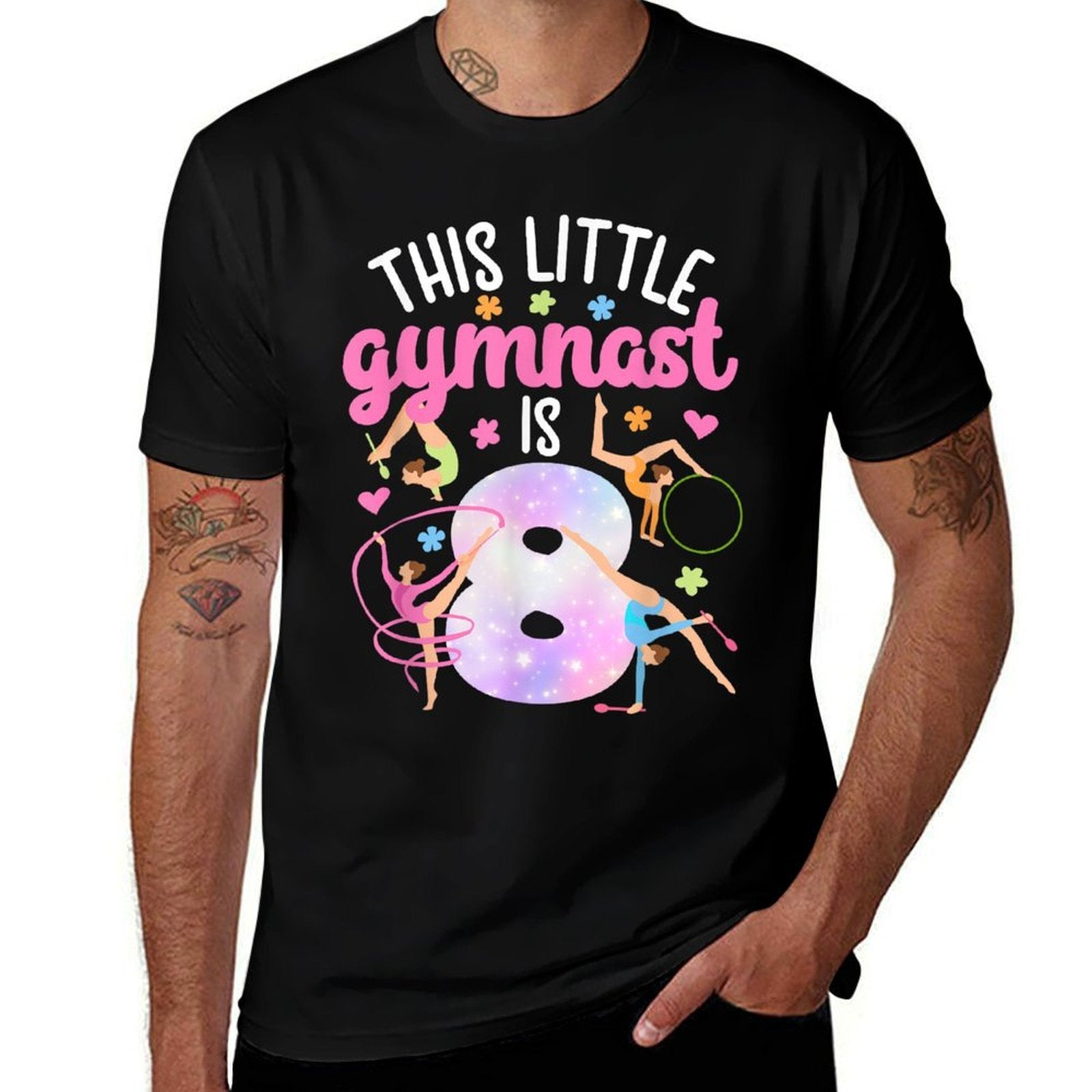 8th Gymnast Birthday Party Eight Year Old Gymnastics Girl  Versatile T-Shirt