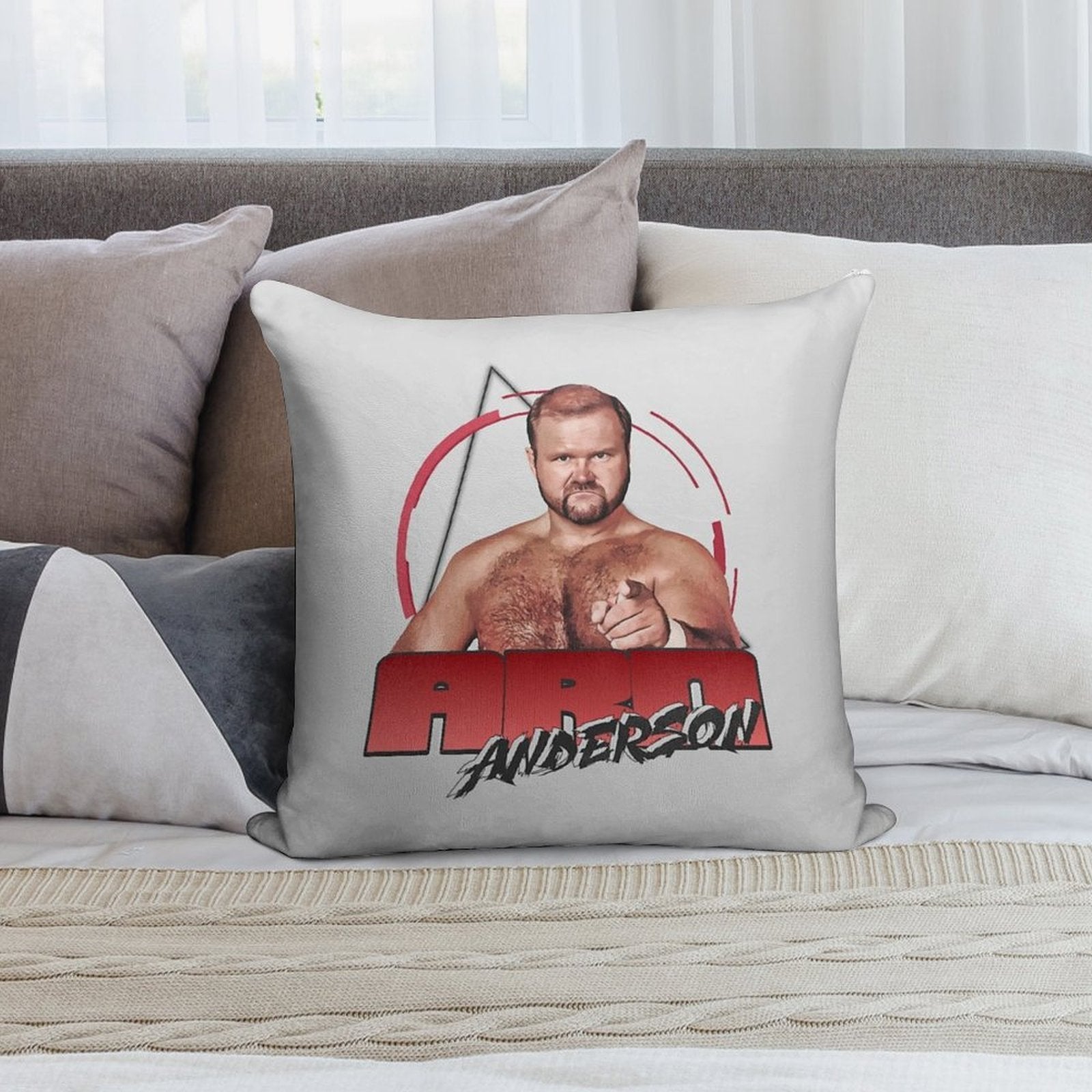 Arn Anderson 70s80s Vintage Pro Wrestling Soft Washable Throw Pillow