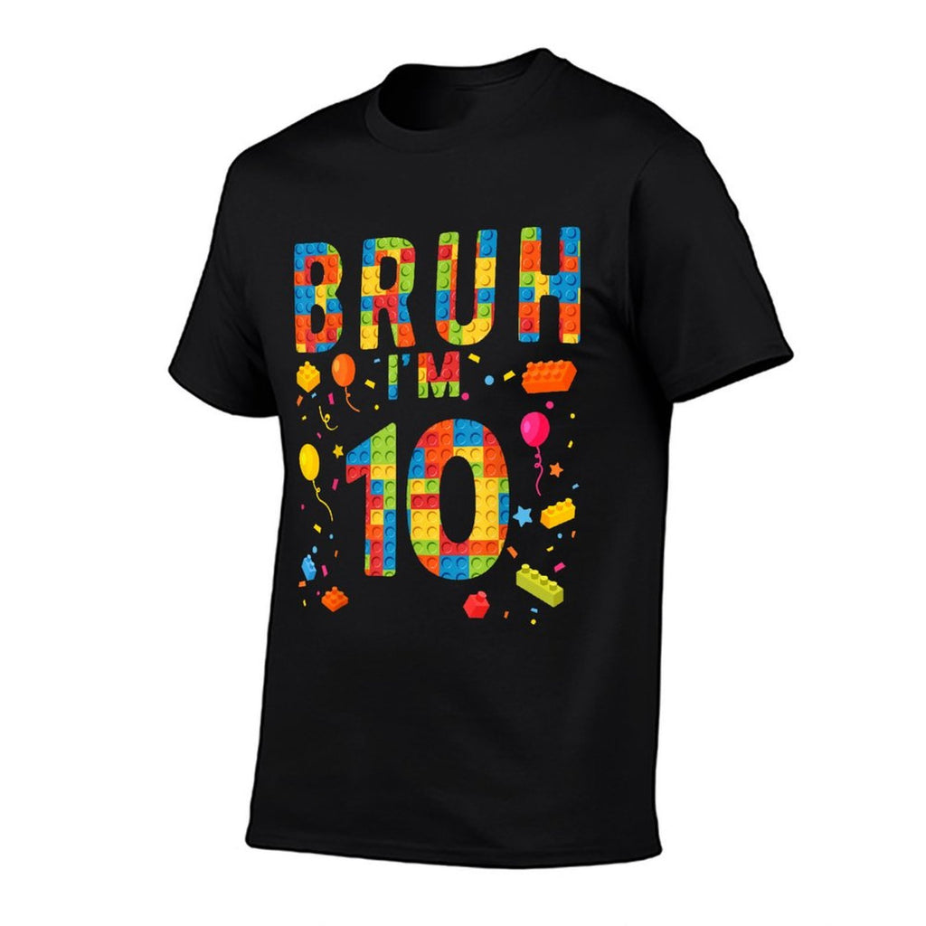 10 Year Old Building Blocks Bruh 10th Birthday Boy  Breathable T-Shirt