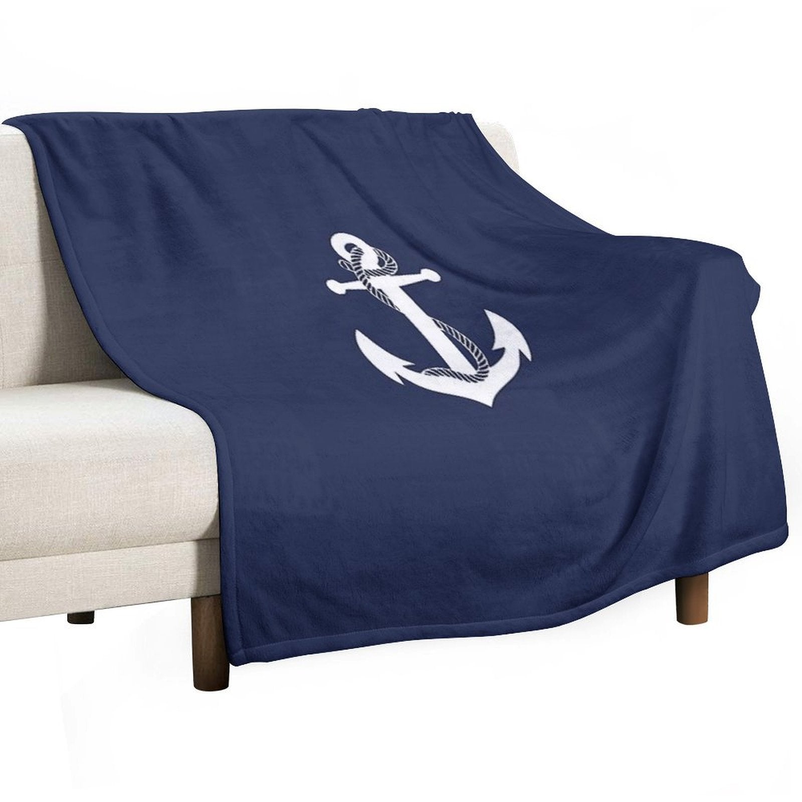Anchor White Lightweight Throw Blanket