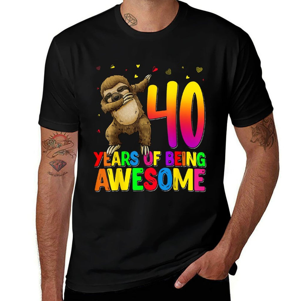 40 Years Old Birthday Sloth Dabbing 40th Birthday Sloth  Oversized Silhouette T-Shirt