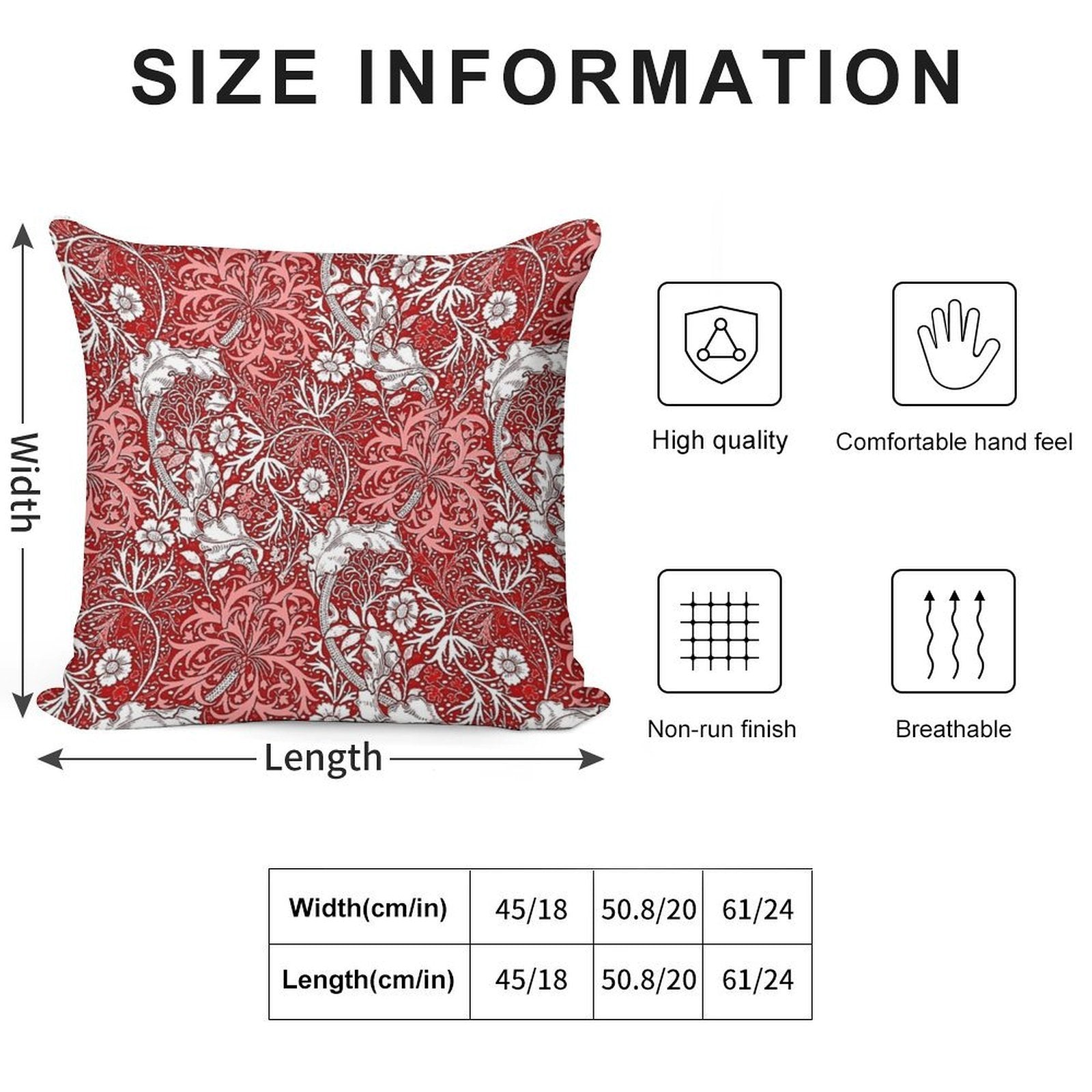 Art Nouveau Seaweed Floral, Coral, Red And White Soft Home Decor Throw Pillow