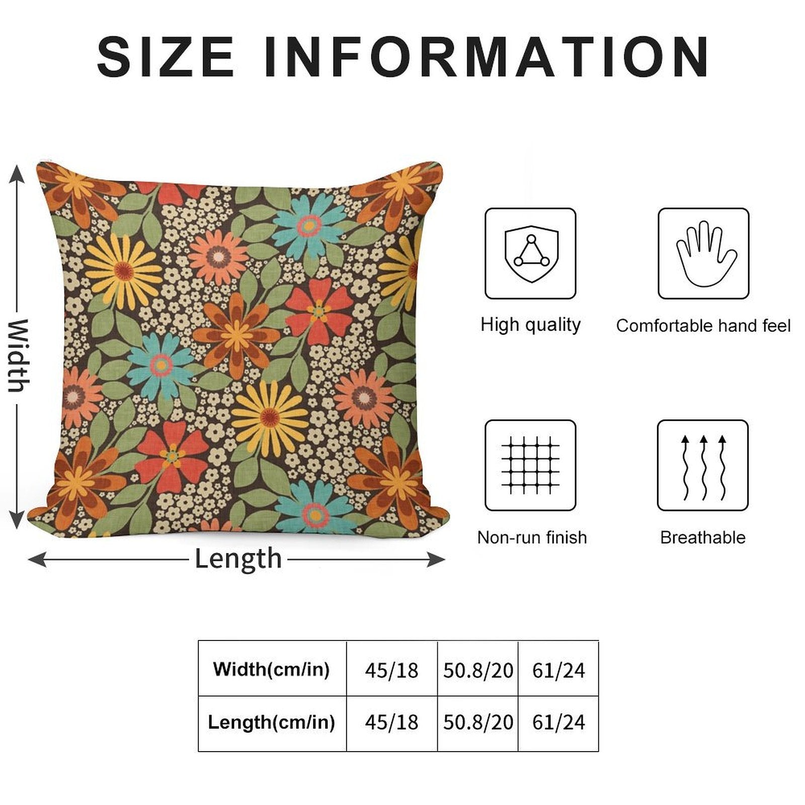 70s Retro Florals Soft Multiple Sizes Throw Pillow