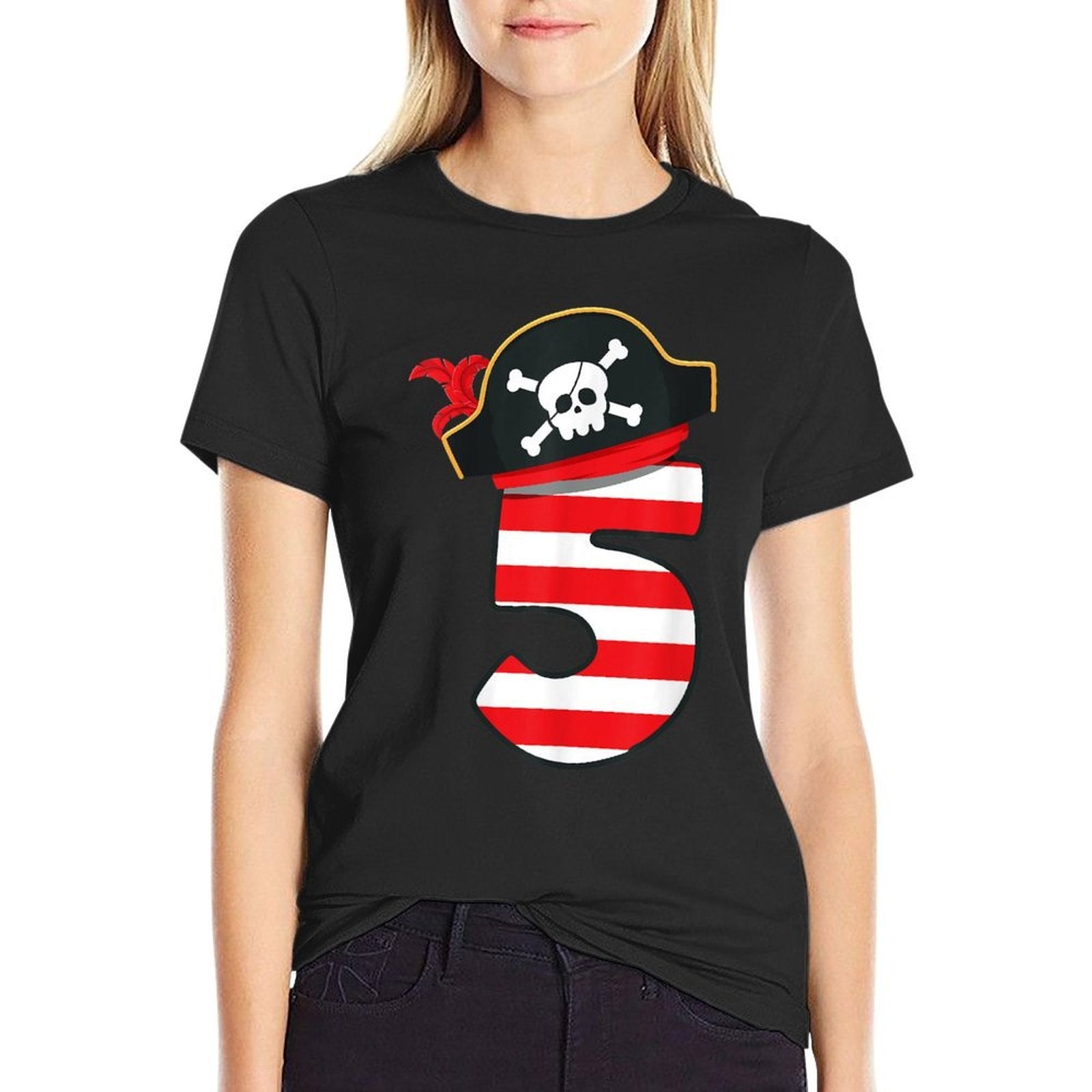 Arrr Im 5, Cool Pirate Theme 5th Birthday Party Boys Girls  Easy-care T-Shirt