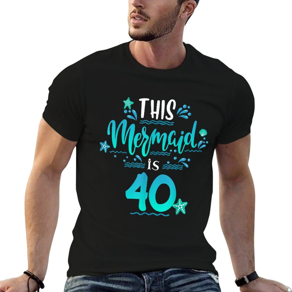 40th Birthday Funny This Mermaids Is 40 Gift  Polyester Blend T-Shirt