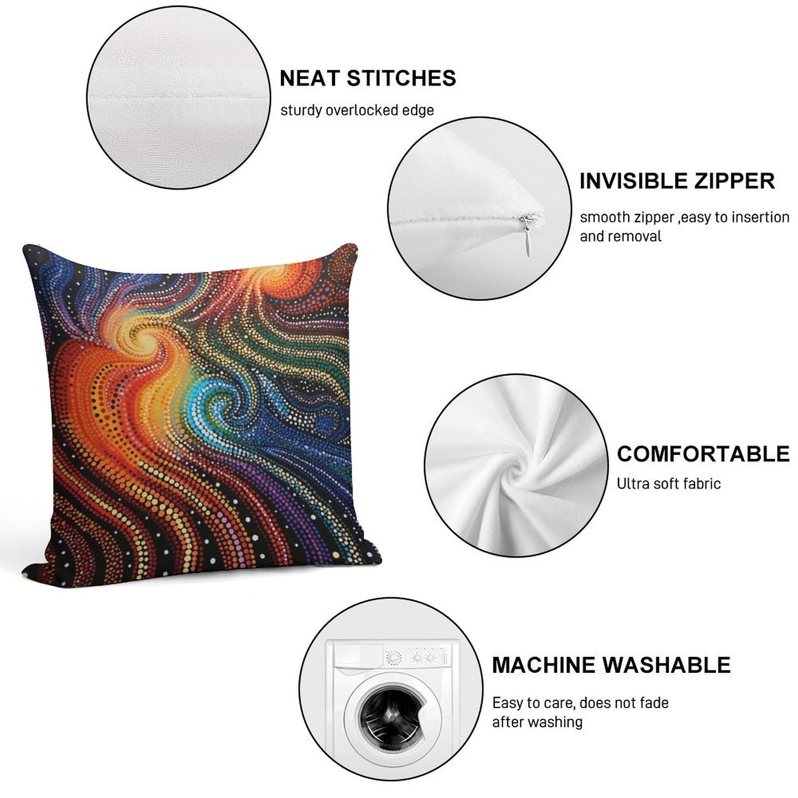 Aboriginal Authentic Art - Hot And Cold Swirls Soft Shrink-Resistant Throw Pillow