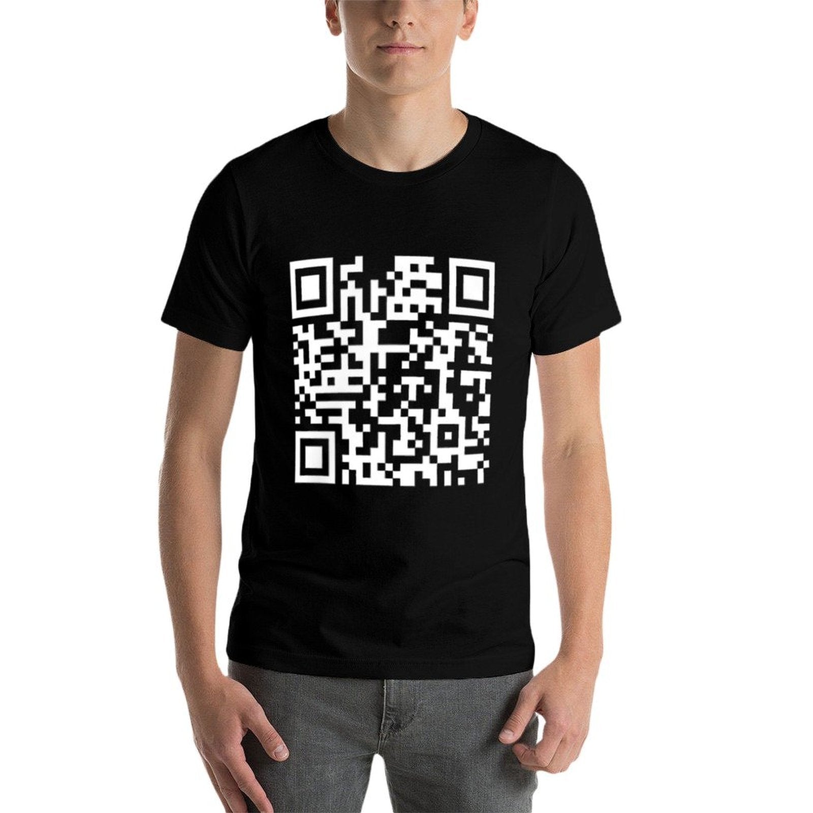 (2 SIDES) Funny QR Fck You Code Middle Finger Saying Quote  Fade-proof Color T-Shirt