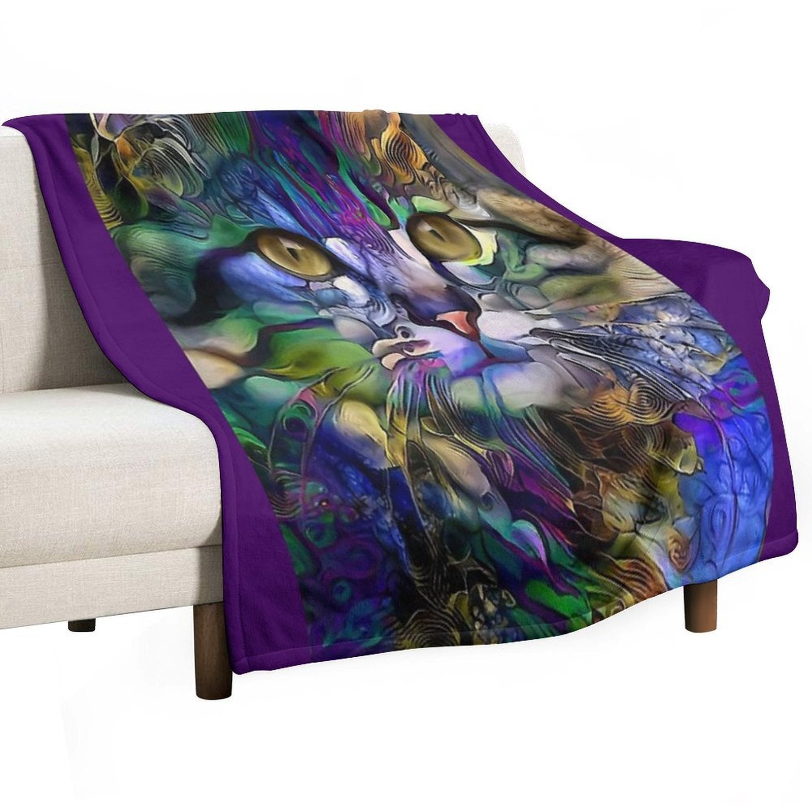 Arabelle, Cat, Chat, Cat, Lea Roche Paintings Quick-dry Throw Blanket