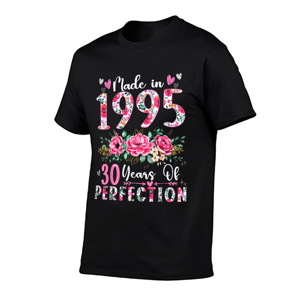 30 Year Old Made In 1995 Floral 30th Birthday Women  Summer-ready Fabric T-Shirt
