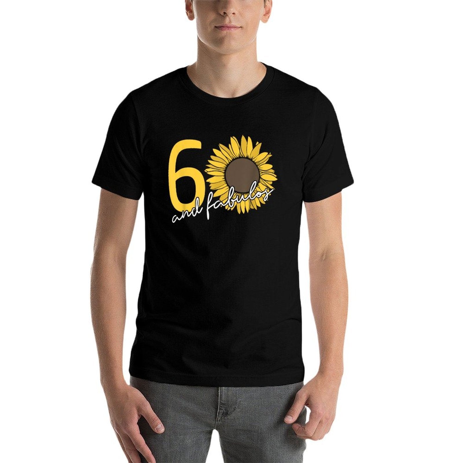 60 And Fabulous 60th Birthday Sunflower  Heathered Texture T-Shirt
