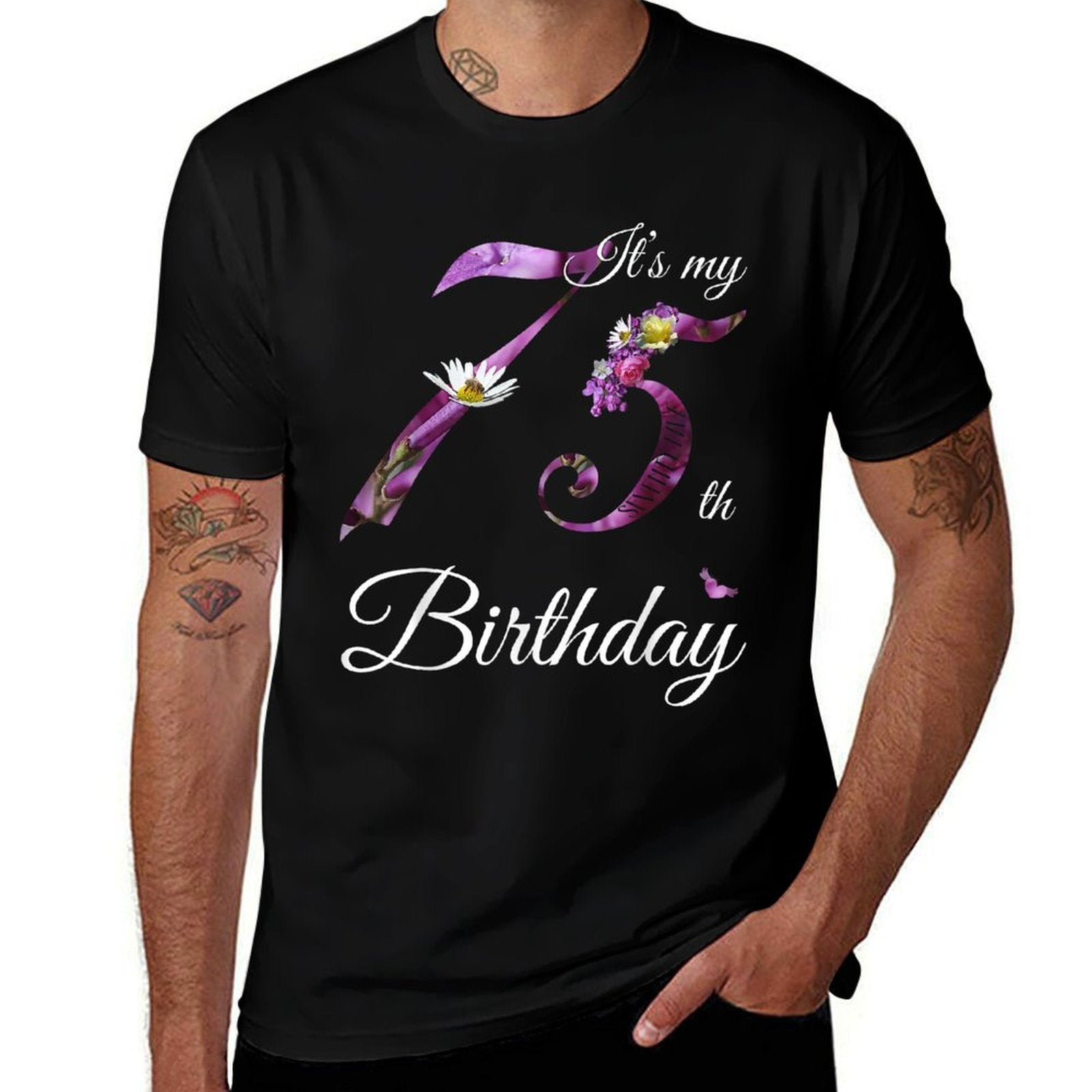 75 Year Old Floral 1950 It's My 75th Birthday Gift  Tagless Design T-Shirt