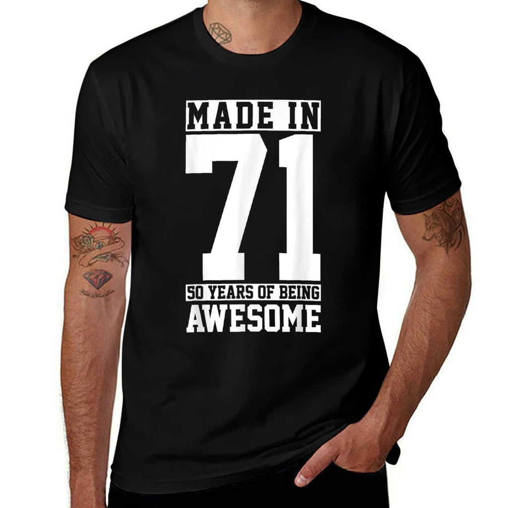 1971 50 Years Of Being Awesome Funny 50th Birthday Gift  Wrinkle-resistant T-Shirt