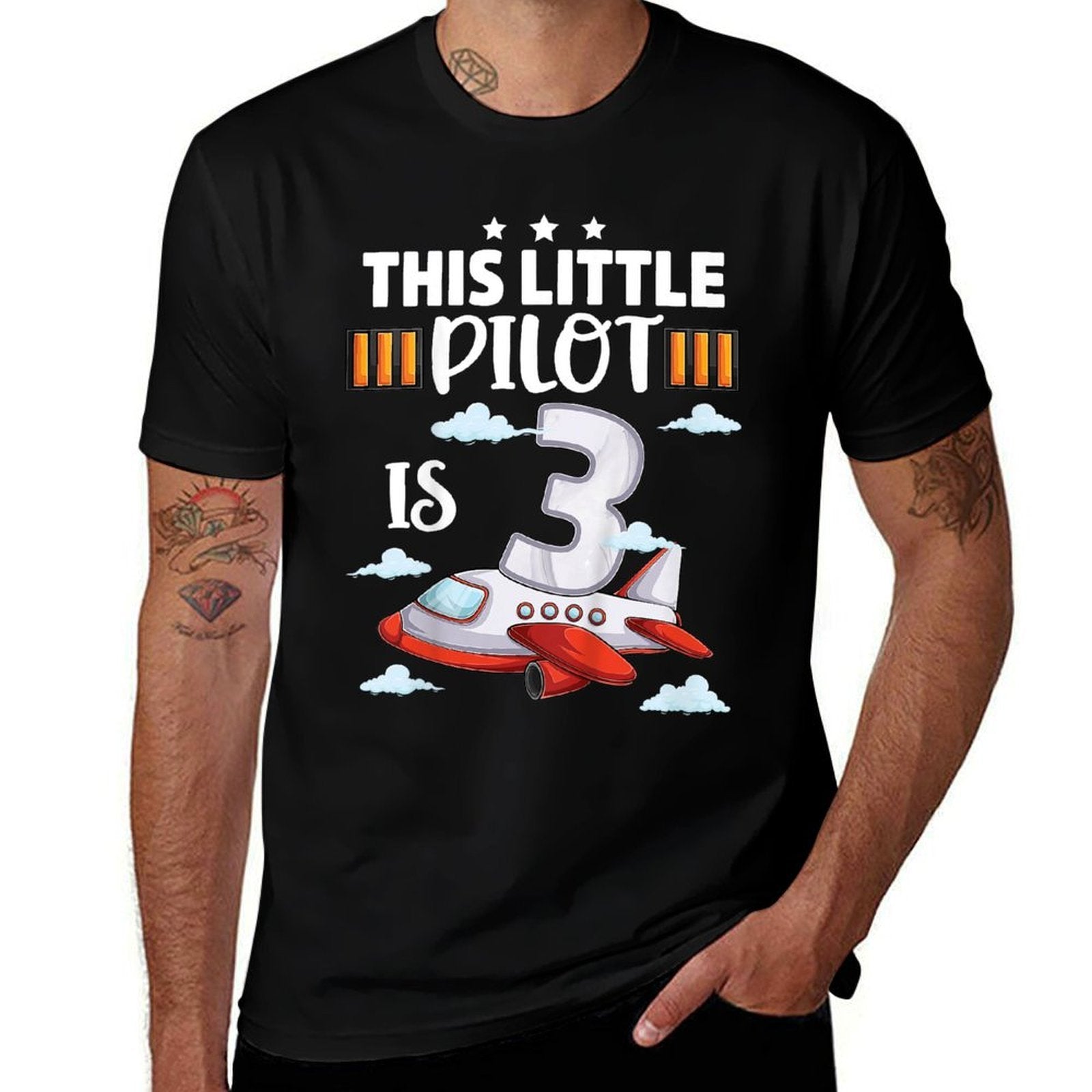 3 Year Old Boy Girl Airplane Pilot 3rd Birthday Aircraft  Easy-care T-Shirt