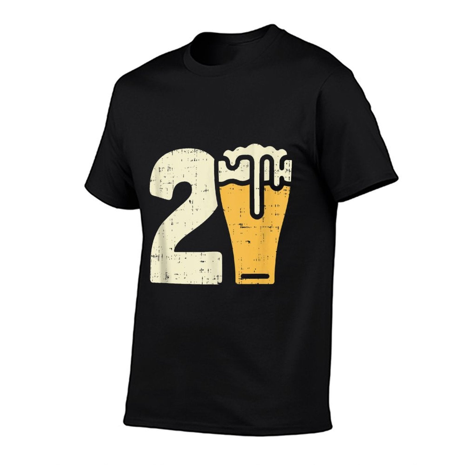 21 Beer 21st Birthday Drinking Party Celebration Adult Gift  Ribbed Collar T-Shirt