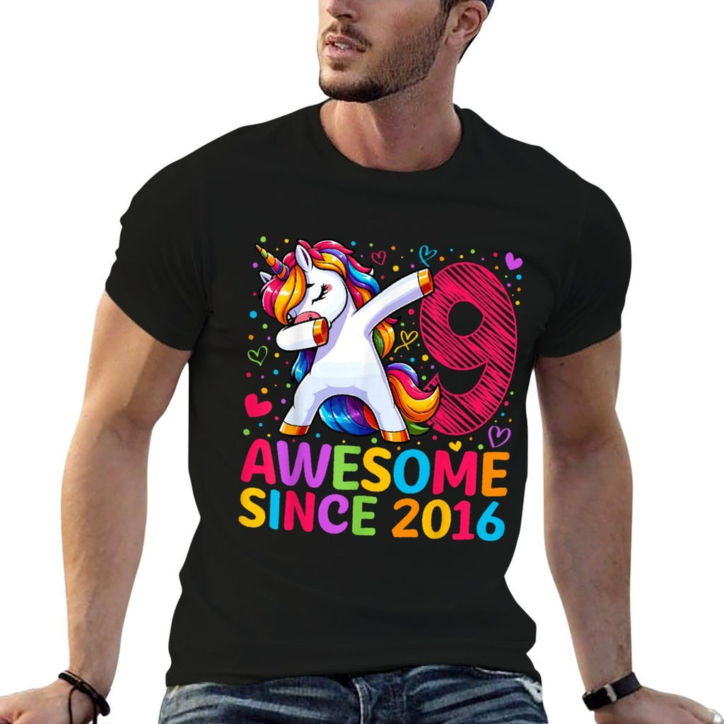 9 Year Old Unicorn Dabbing 9th Birthday Girl Party  Soft T-Shirt