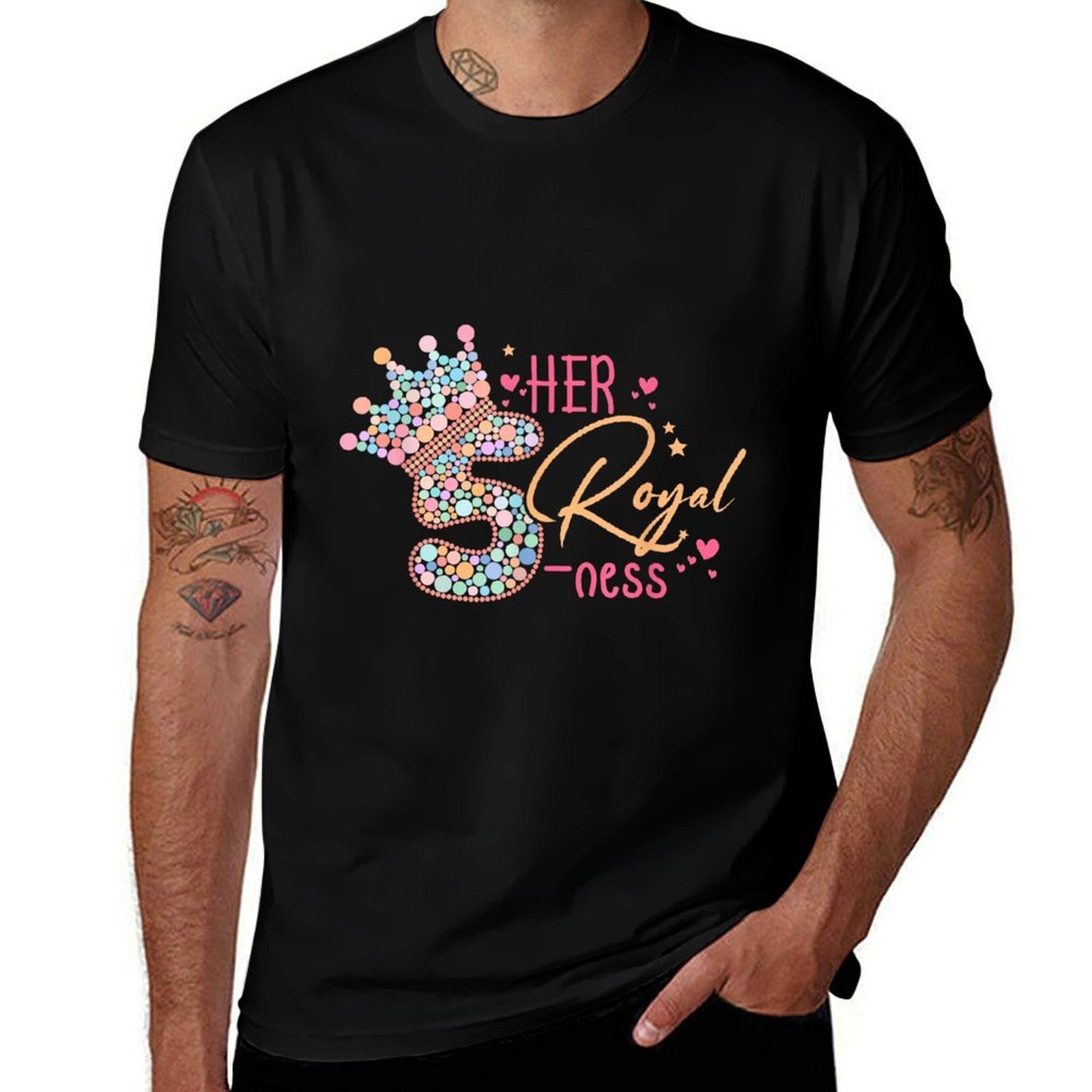 5th Birthday Her Royal Five-ness 5 Years Old Toddler  Summer-ready Fabric T-Shirt