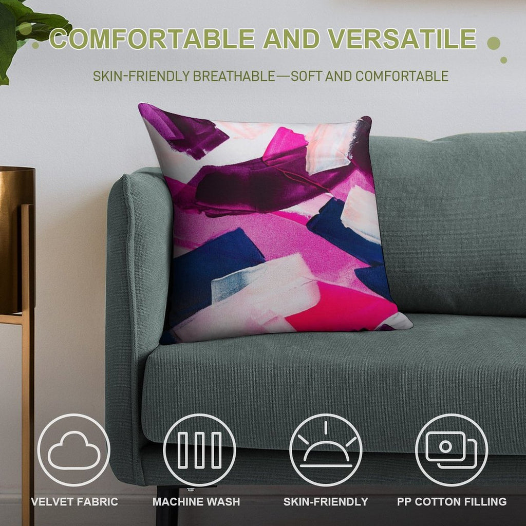 Abstract Art  -  Pink And Navy Soft Hidden Zipper Throw Pillow