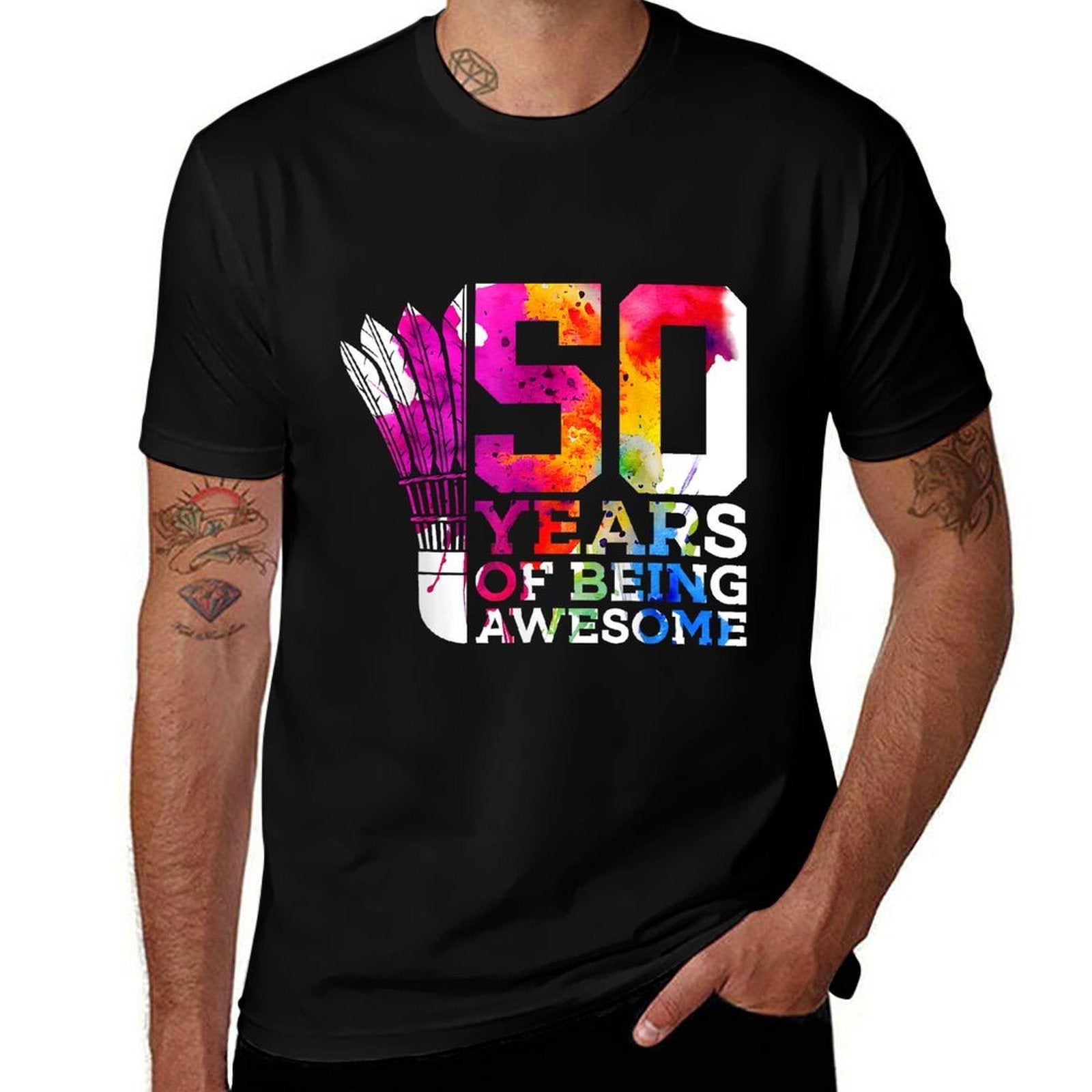 50 YEARS OF BEING AWESOME BADMINTON 50TH BIRTHDAY  Affordable Price T-Shirt
