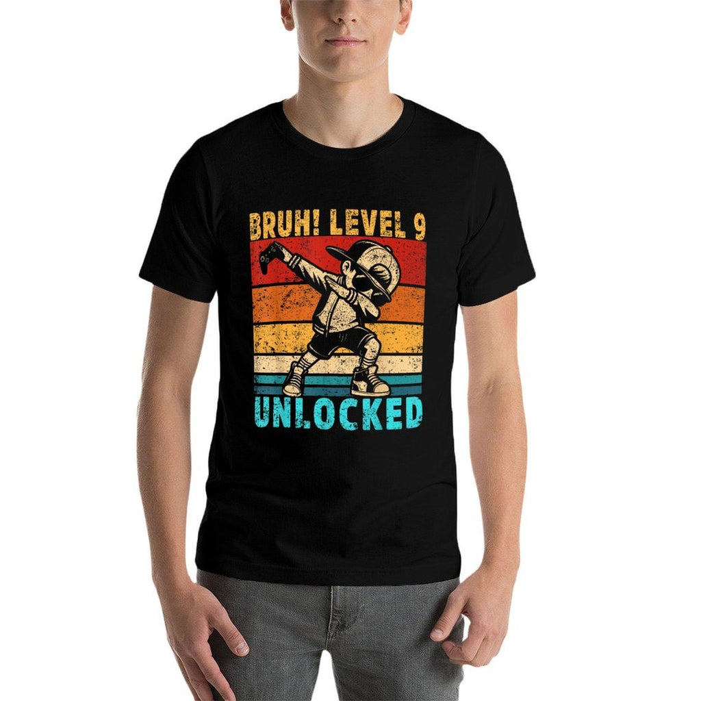 9 Year Old Birthday Dabbing Boy Bruh 9th Level Unlocked  Cotton T-Shirt