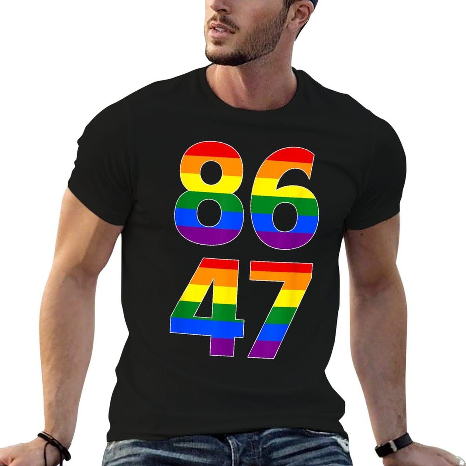 8647 Anti Trump President Rainbow LGBT LGBTQ Pride  Affordable Price T-Shirt