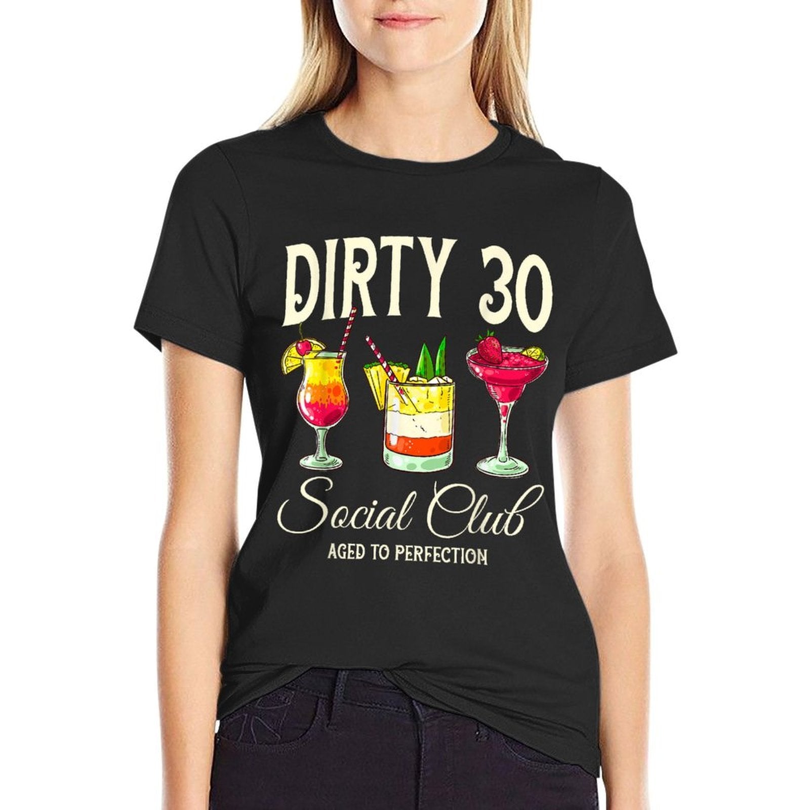 30th Birthday Her Dirty Thirty 30 Years Old Bday Party Group  Oversized Silhouette T-Shirt