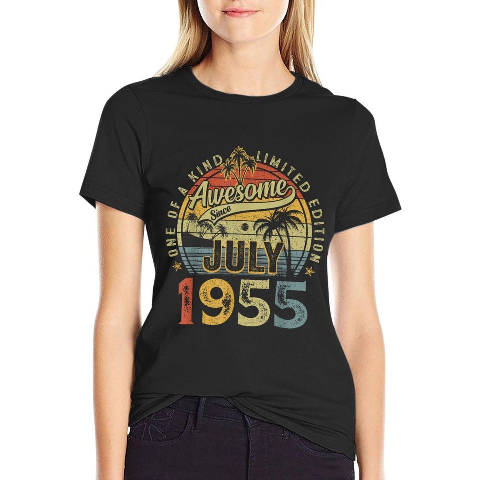 70 Years Old Vintage July 1955 Retro 70th Birthday Men Women  Polyester Blend T-Shirt