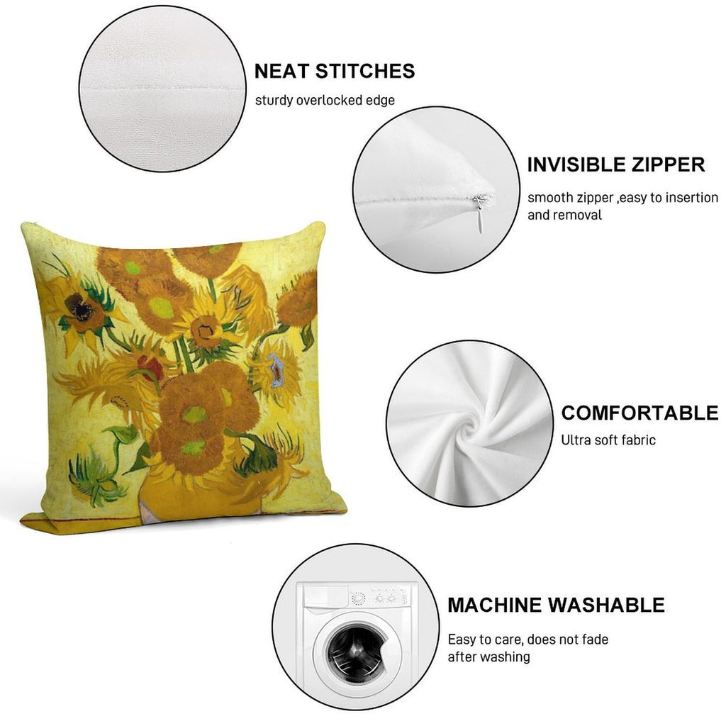 1889-Vincent Van Gogh-Sunflowers-73x95 Soft Home Decor Throw Pillow