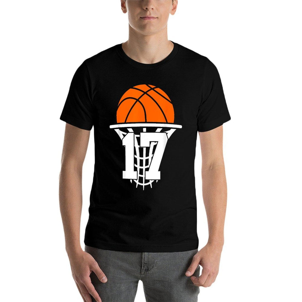 17 YEARS BASKETBALL 17TH BIRTHDAY  Ribbed Collar T-Shirt