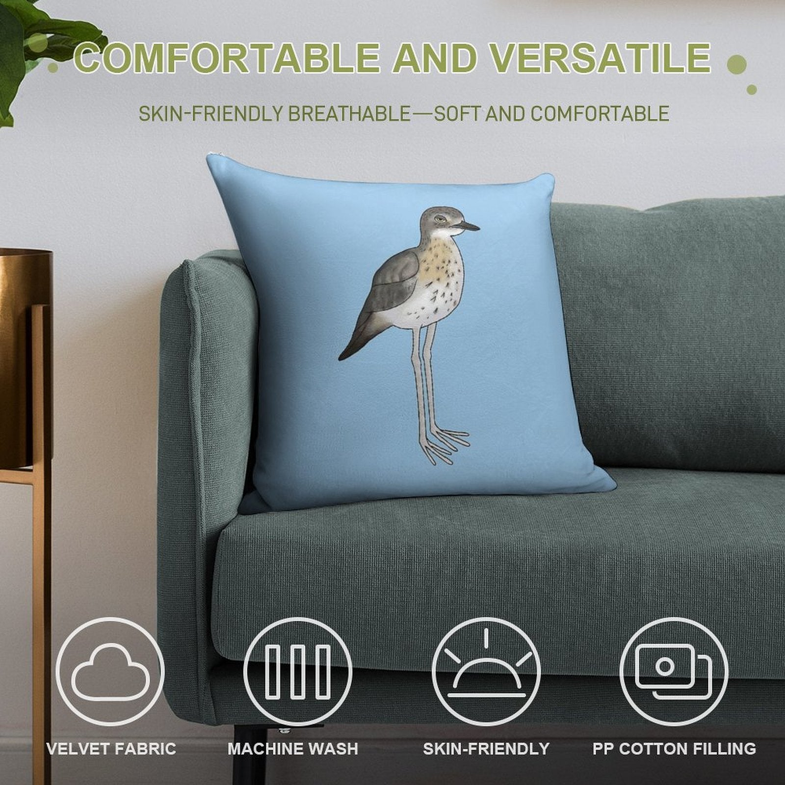 Annoyed Bush Stone Curlew Soft High-Density Material Throw Pillow