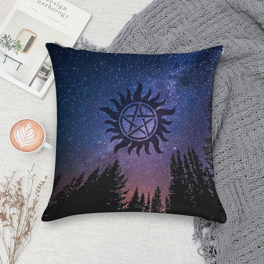 Anti Possession - Forest Starry Night Sky Soft Skin-Friendly Throw Pillow