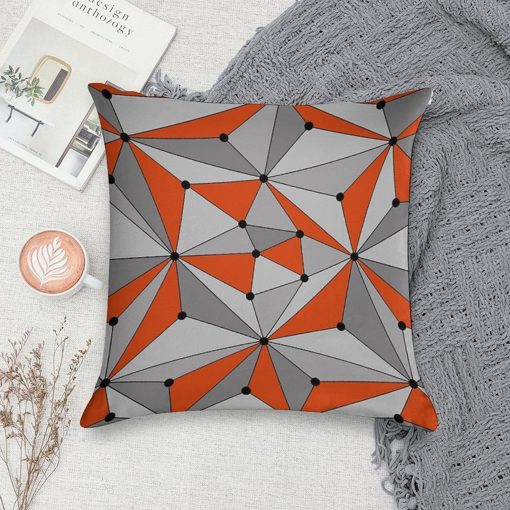 Abstract Geometric Pattern - Orange And Gray. Soft Decorative Cover Throw Pillow
