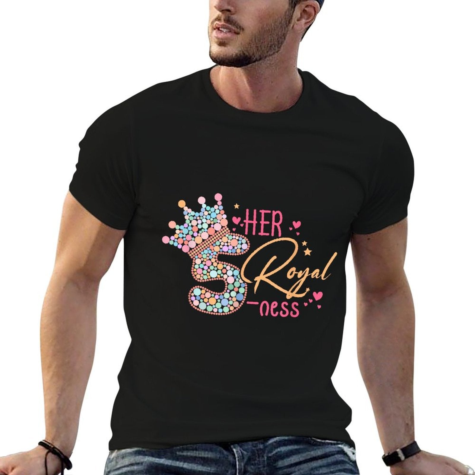 5th Birthday Her Royal Five-ness 5 Years Old Toddler  Summer-ready Fabric T-Shirt