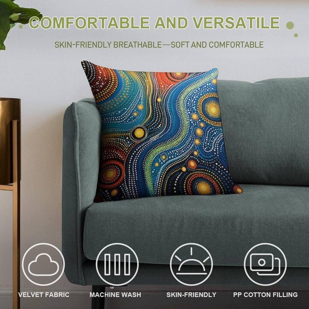 Aboriginal Authentic Art - Deep Sea Plants Soft High-Density Material Throw Pillow