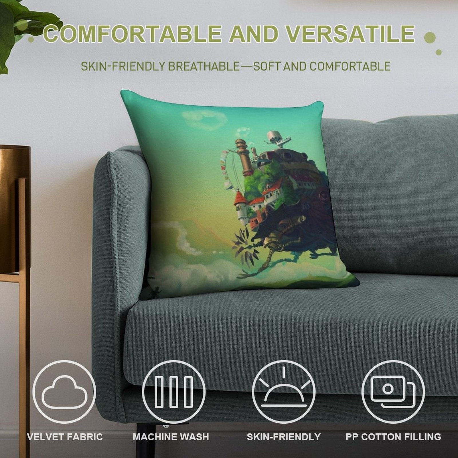 Anime Movie Landscape Soft Skin-Friendly Throw Pillow