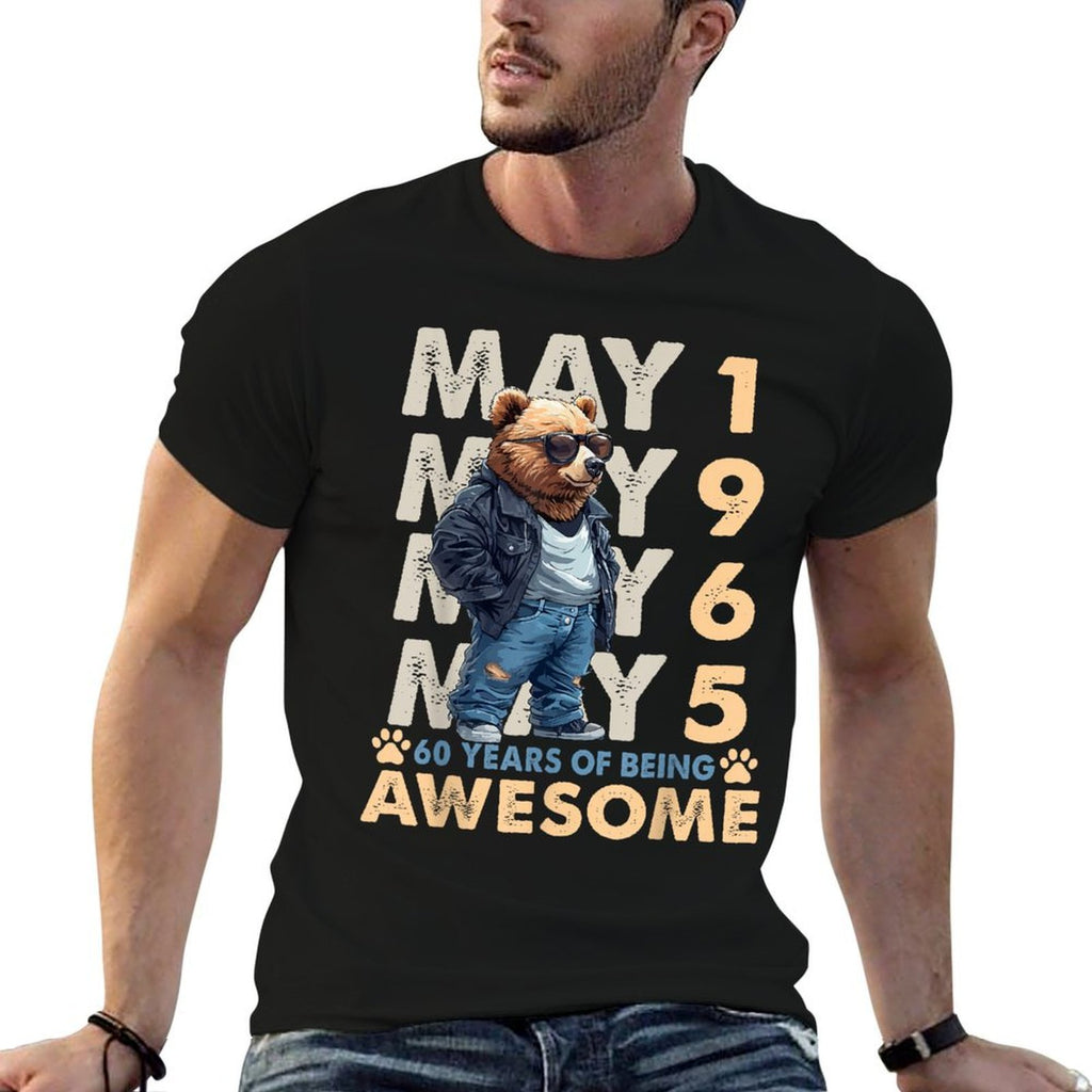 60th Birthday Bear Legends May 1965 60 Years Old For Mens  Trendy Pattern T-Shirt
