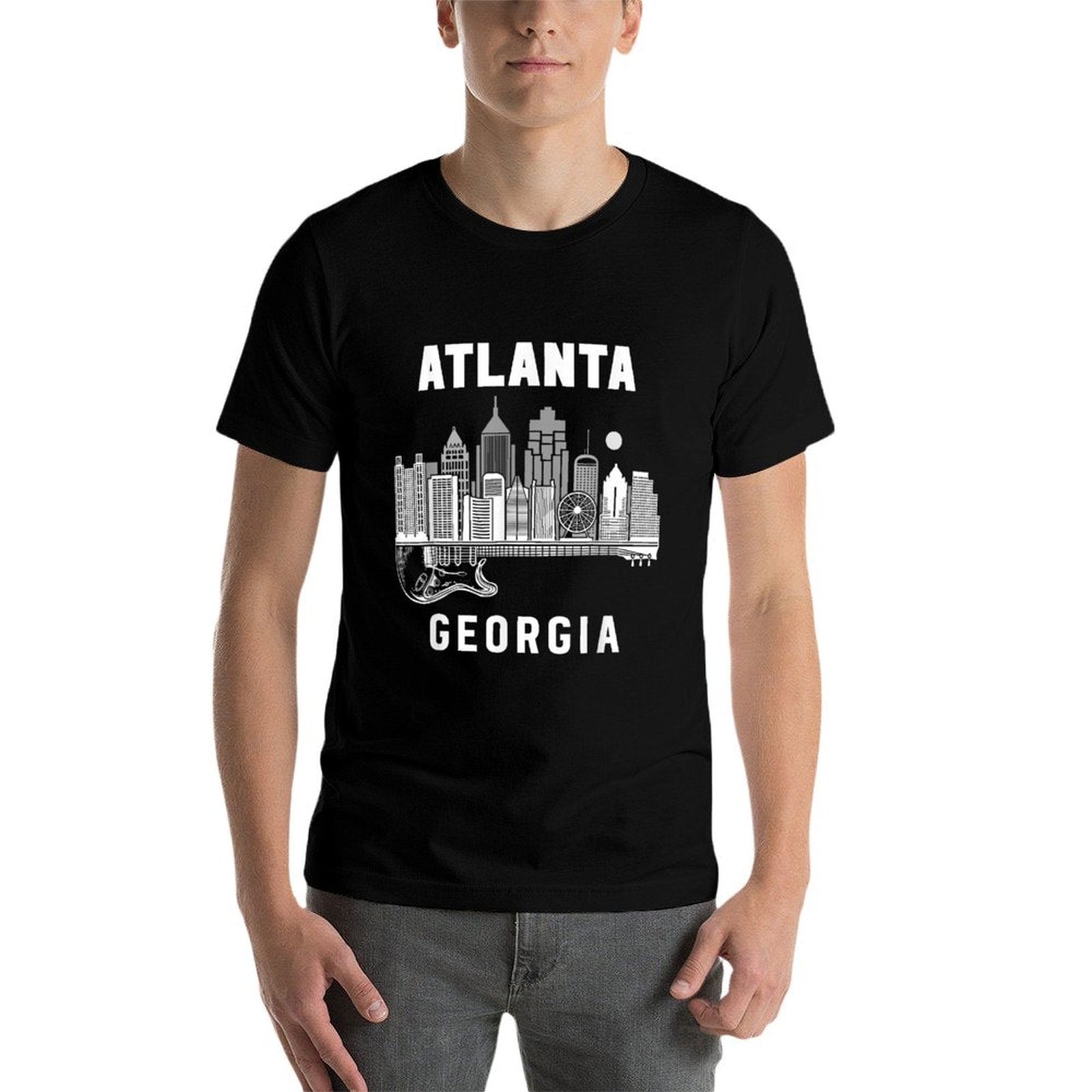 Atlanta Skyline Guitar Music Georgia Souvenir Atlanta  Tagless Design T-Shirt