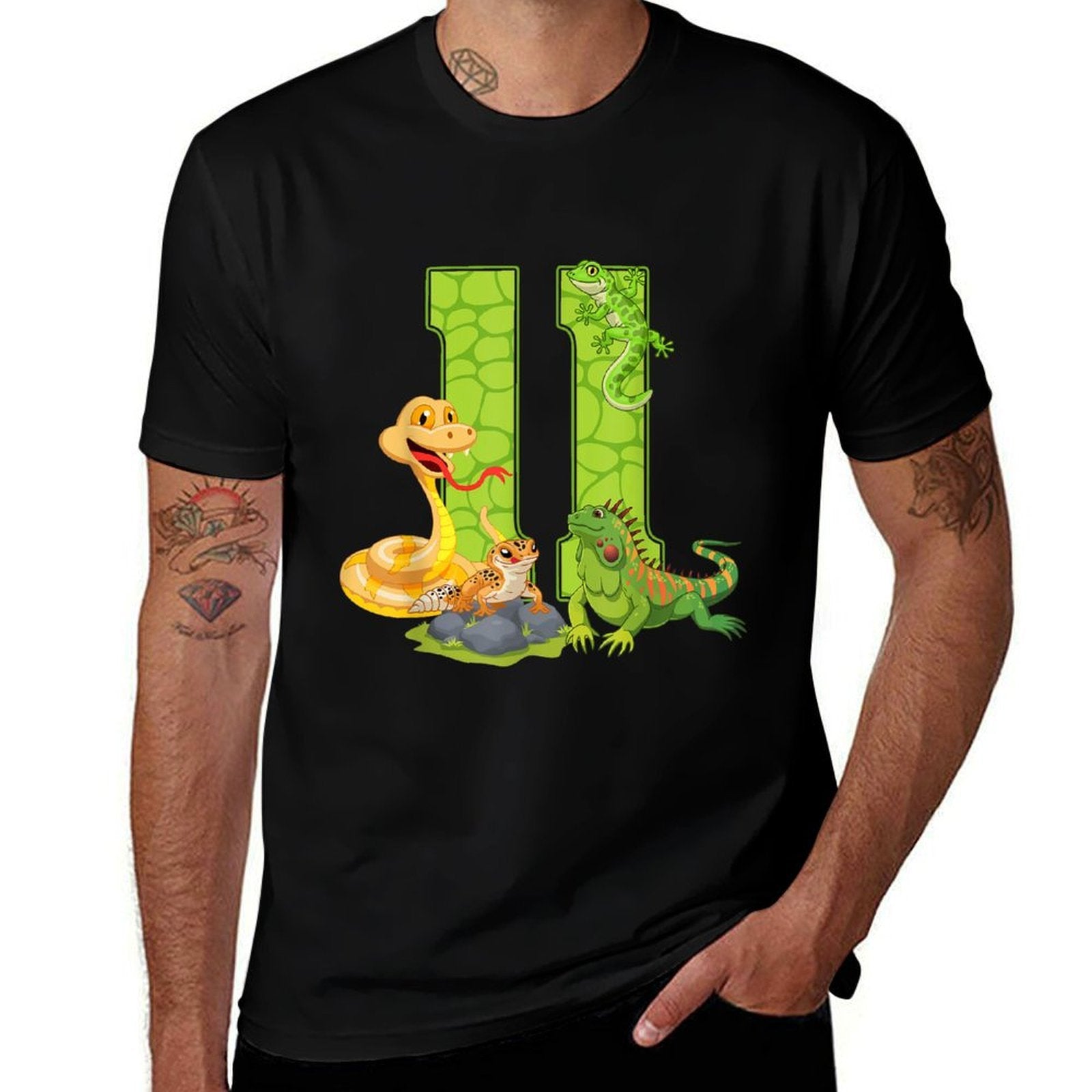 11th Birthday Snake Lizard Reptile 11 Year Old Birthday Part  Vintage-inspired T-Shirt