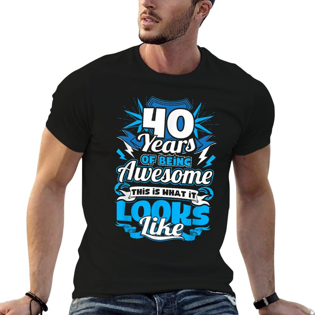 40th Birthdays - 40 Years Of Being Awesome  Fade-proof Color T-Shirt
