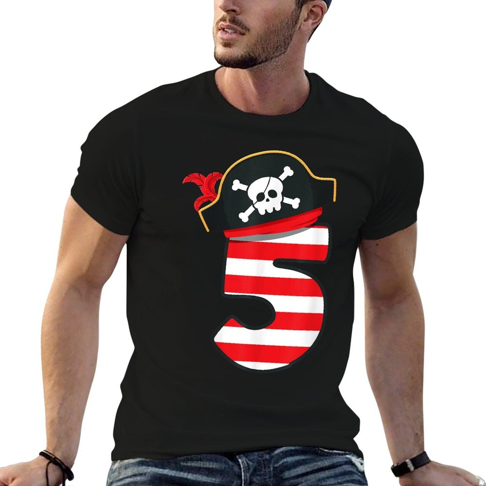 Arrr Im 5, Cool Pirate Theme 5th Birthday Party Boys Girls  Easy-care T-Shirt