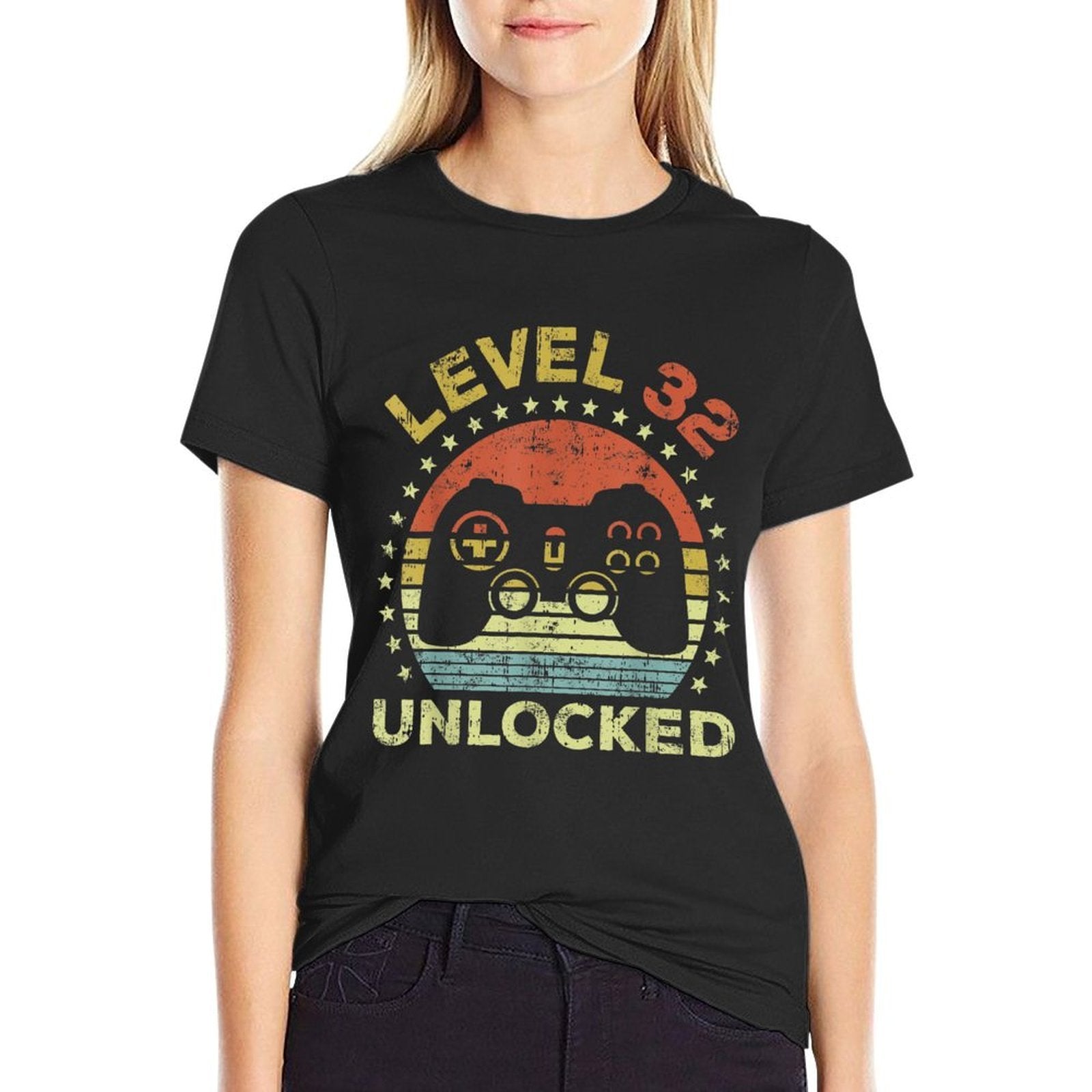 32nd Birthday Gaming Level 32 Unlocked  Cotton T-Shirt