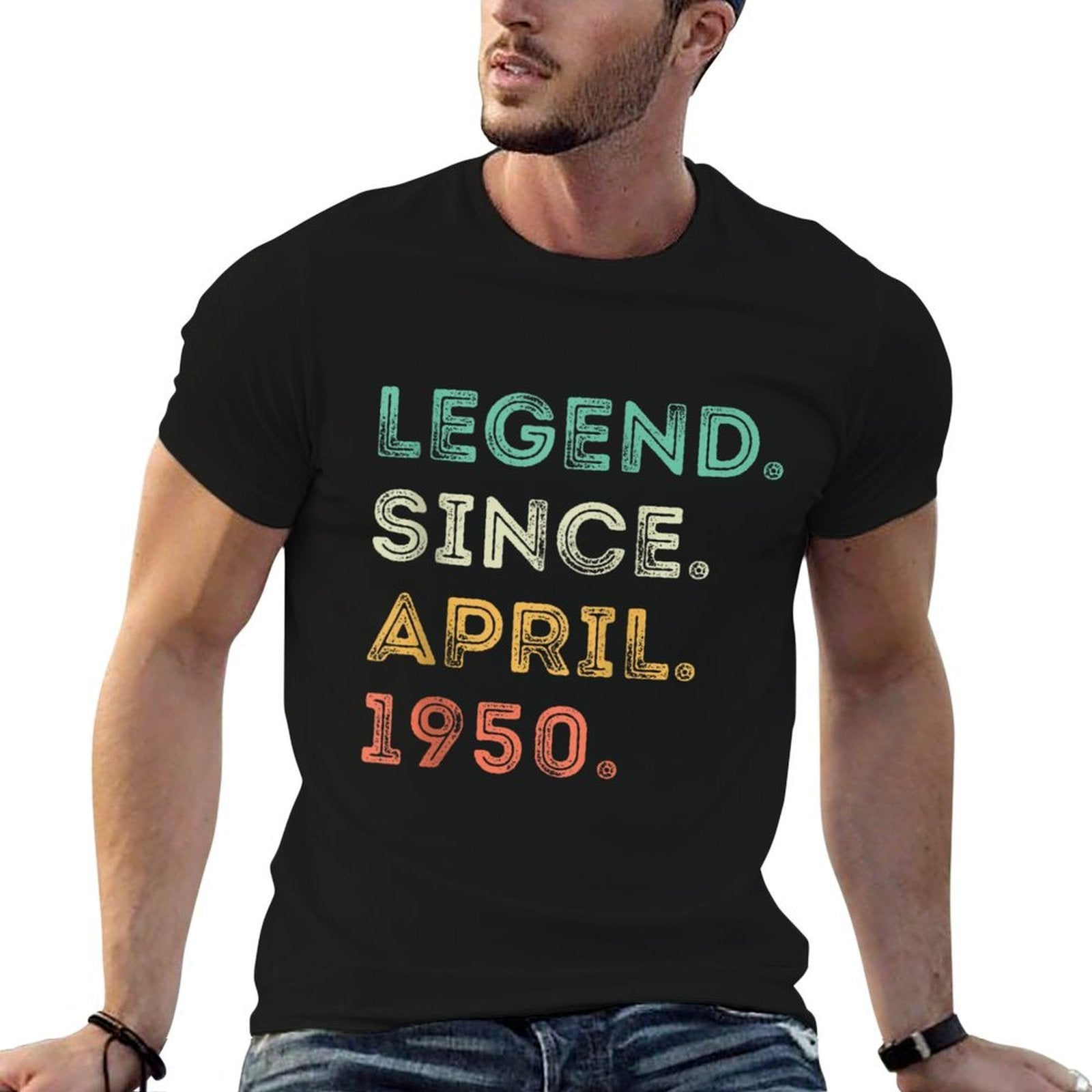 75 Years Old Legend Since April 1950 75th Birthday  Polyester Blend T-Shirt