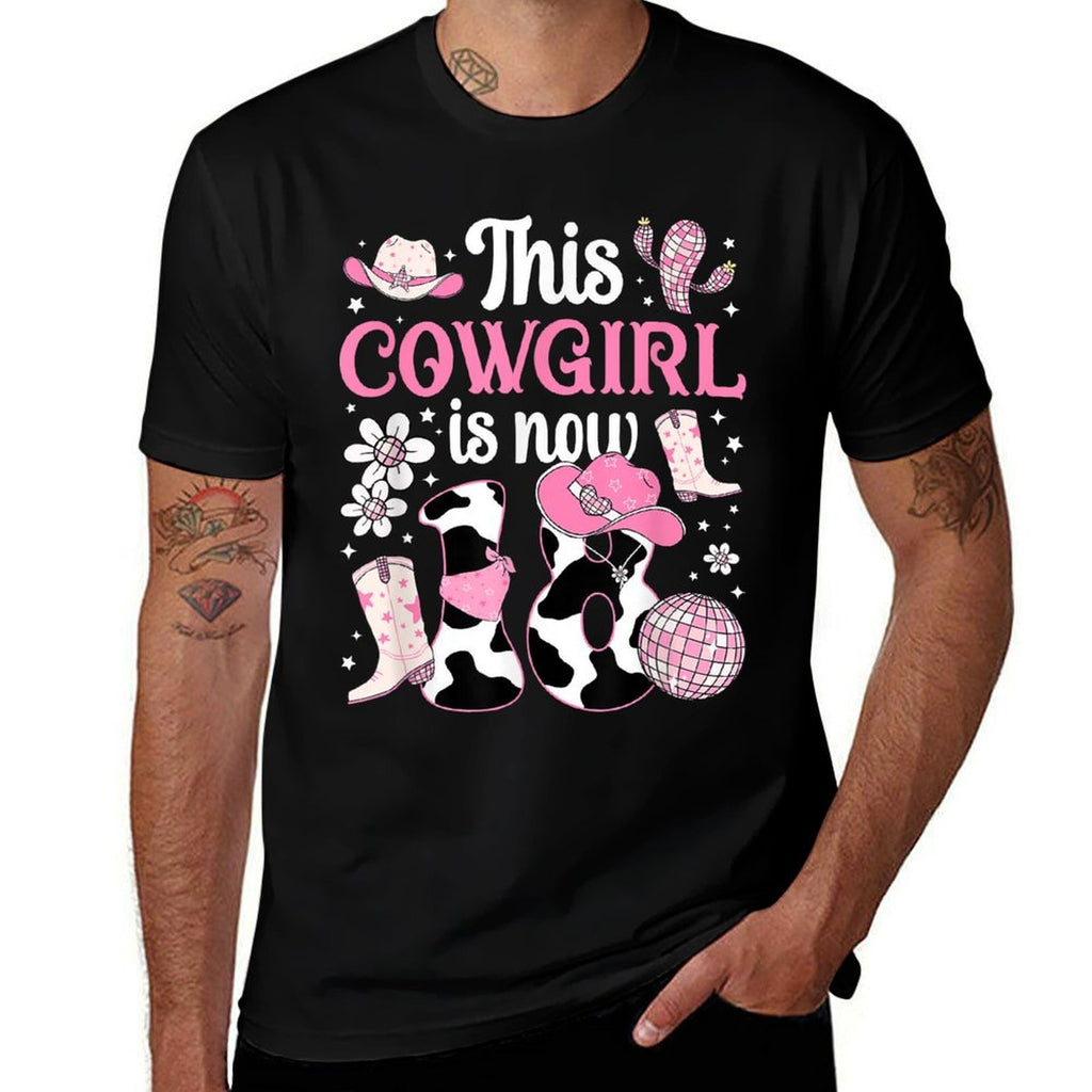 18th Birthday Cowgirl Eighteen Year Old Cow Girl Bday Party  Trendy Pattern T-Shirt