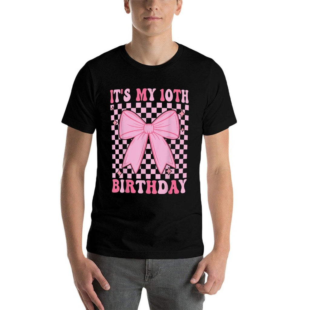 10th Coquette Themed Birthday Ten Year Old Girl Bow  Lightweight T-Shirt