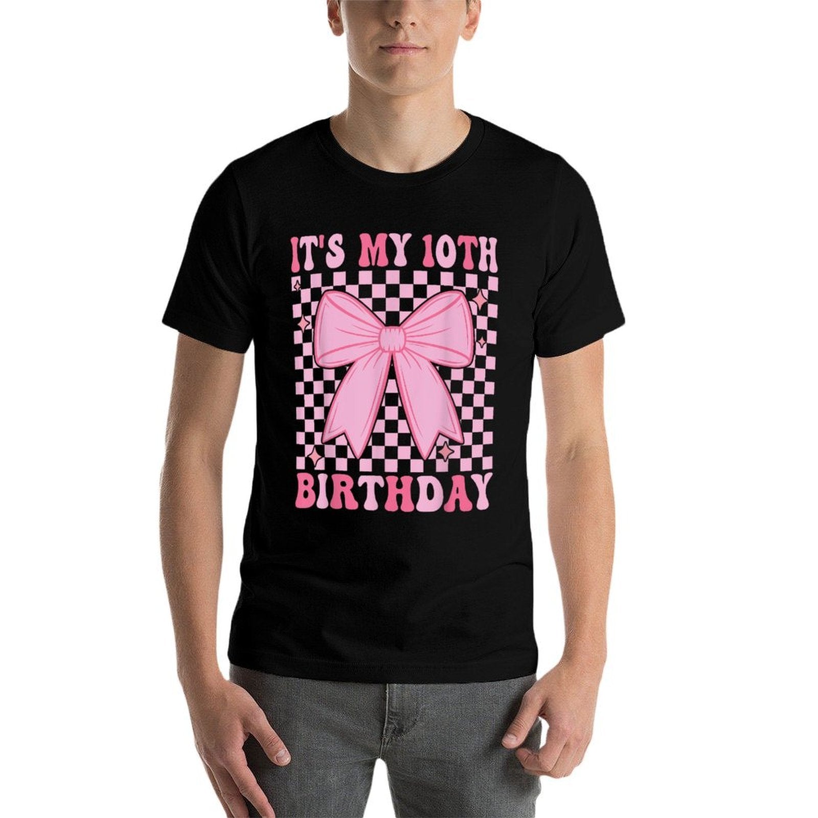 10th Coquette Themed Birthday Ten Year Old Girl Bow  Lightweight T-Shirt