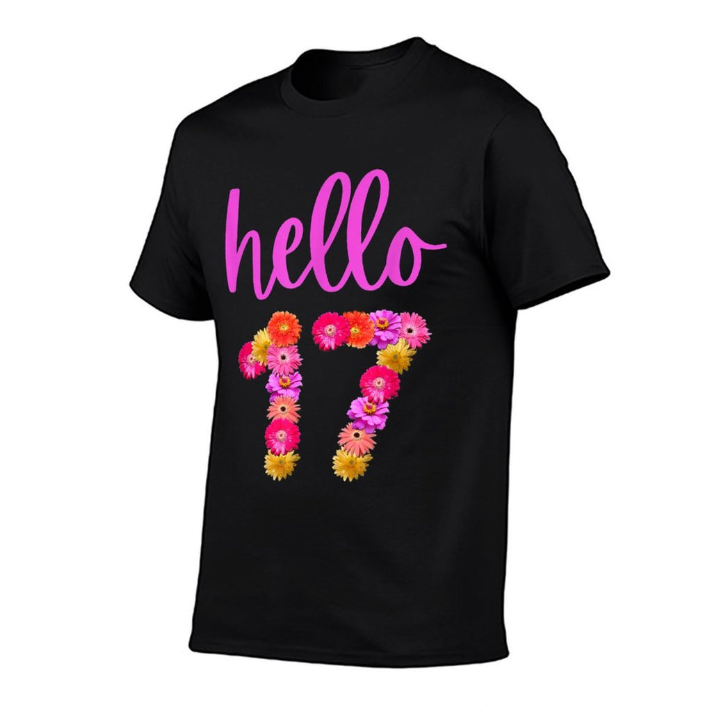 17 Year Old Birthday Flower Hello 17 Its My 17th Birthday  Rolled Sleeves T-Shirt