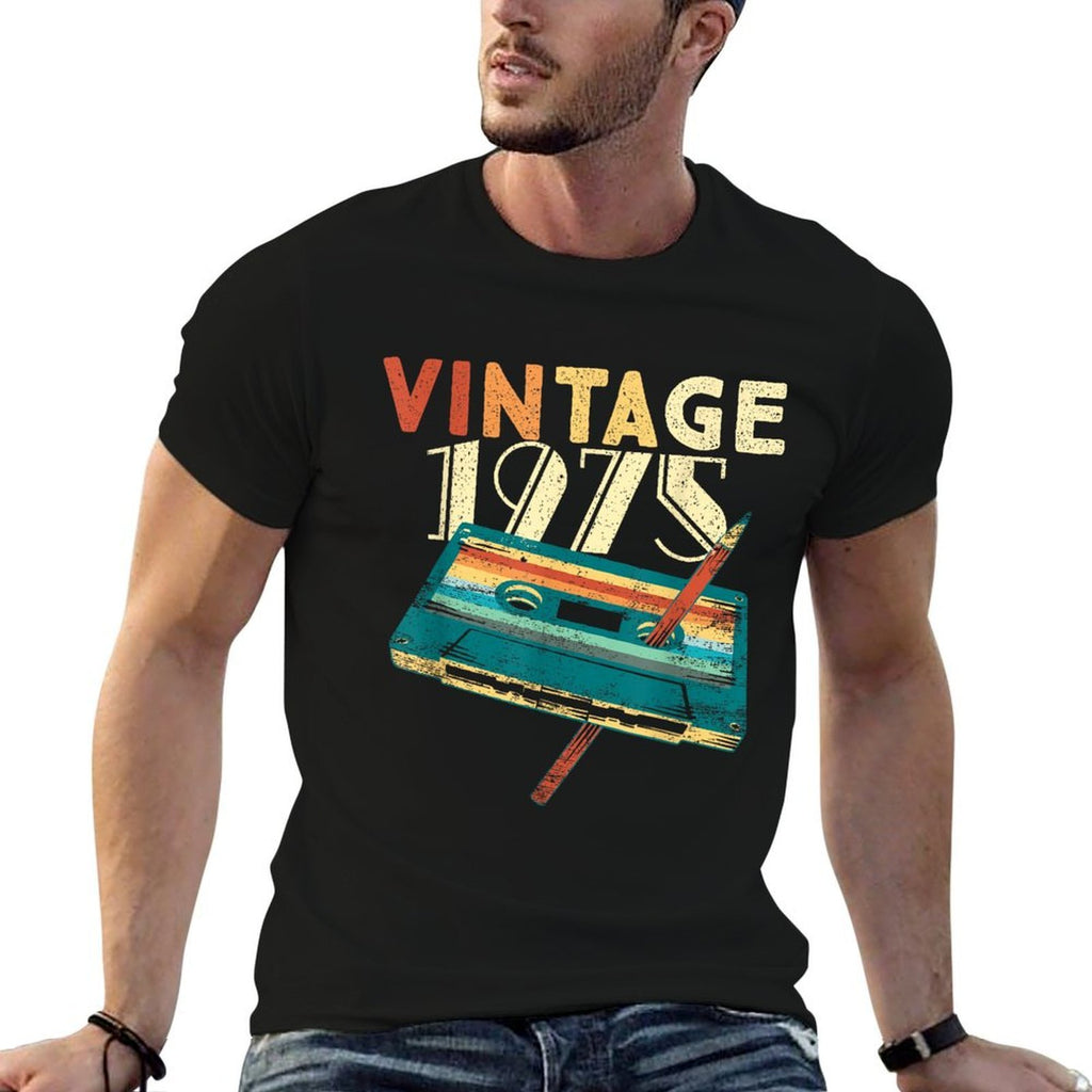 50 Years Old Gifts Vintage 1975 Music Cassette 50th Birthday  Wrinkle-resistant T-Shirt