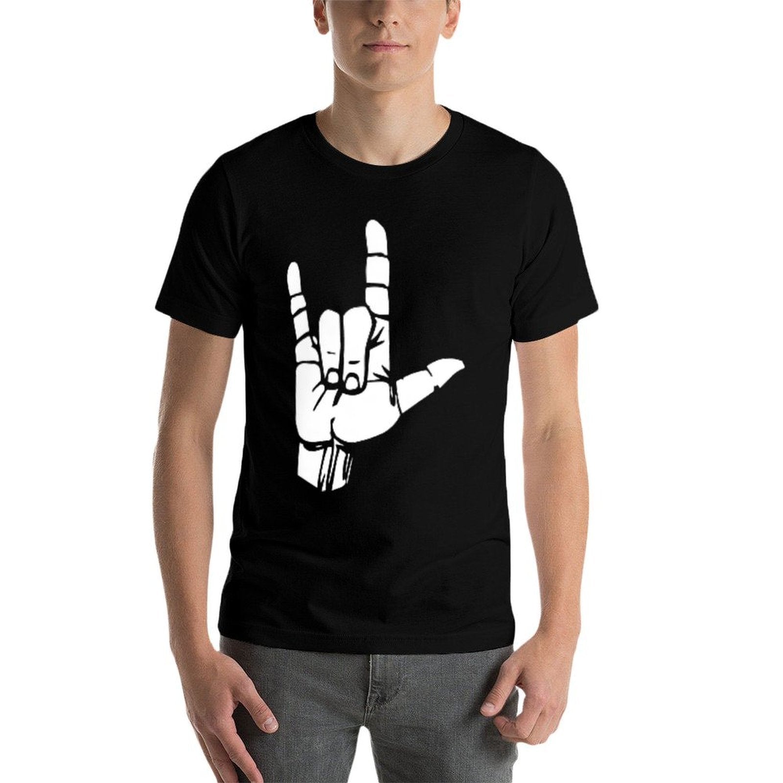 ASL I Love You Gift American Sign Language  Heathered Texture T-Shirt