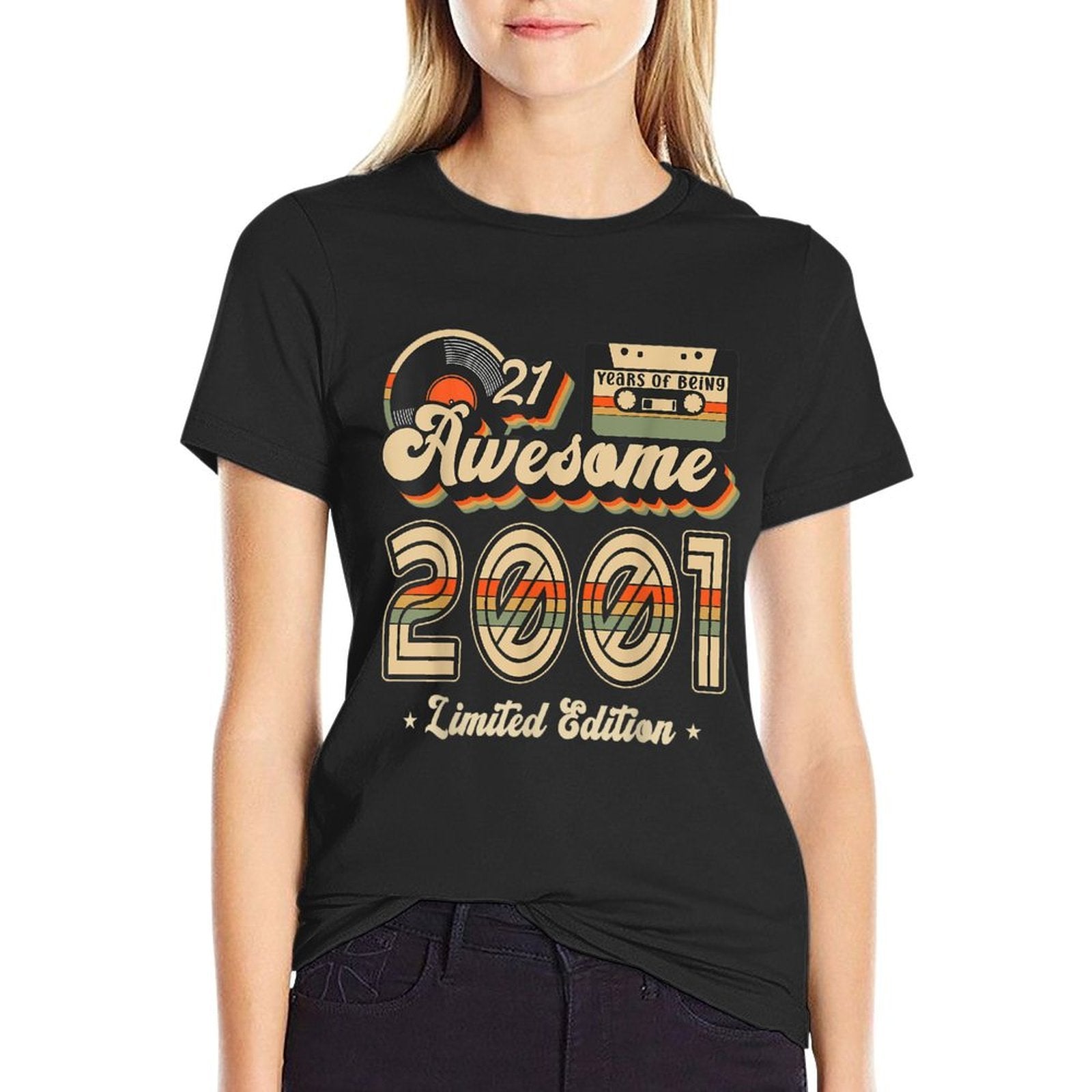 21 Year Old Retro 21st Birthday Gift Best of 2001 Cassette  Trendy Pattern T-Shirt